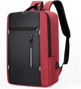 img 4 attached to 15.6 Inch Laptop Backpack For Men & Women With USB Charging Port - College School Book Bag Computer Backpack For Boys Girls (Red)