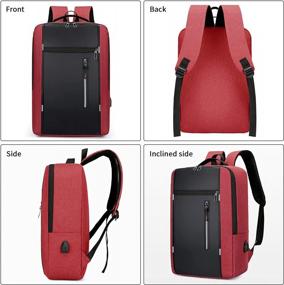 img 1 attached to 15.6 Inch Laptop Backpack For Men & Women With USB Charging Port - College School Book Bag Computer Backpack For Boys Girls (Red)