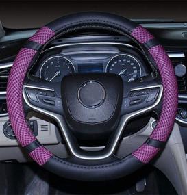 img 1 attached to Microfiber Leather And Viscose Universal Breathable Anti-Slip Odorless Steering Wheel Cover (14'