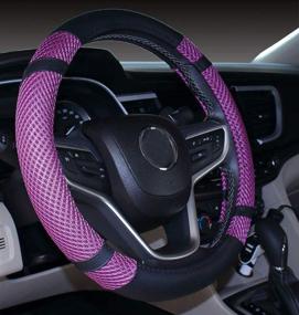 img 3 attached to Microfiber Leather And Viscose Universal Breathable Anti-Slip Odorless Steering Wheel Cover (14'