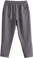 women's elastic waist casual crop linen pants: minibee pull on style логотип
