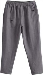 img 4 attached to Women'S Elastic Waist Casual Crop Linen Pants: Minibee Pull On Style
