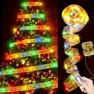 upgraded 33ft 100 led christmas ribbon lights with remote & timer - perfect for holiday decorations! logo