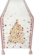 рождественская дорожка для стола длиной 72 дюйма с кисточками, декор для дома из 100% хлопка для дома, дорожка для журнального столика в стиле бохо для украшения очень веселого рождества. логотип