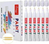 6 pack medium tip paint pens for diy crafts on various surfaces - water resistant, quick drying, and easy to use with bonus chisel tips logo