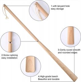img 1 attached to Long-Handled Wood Shoe Horn, 31 Inches For Men, Women, Seniors, And Kids