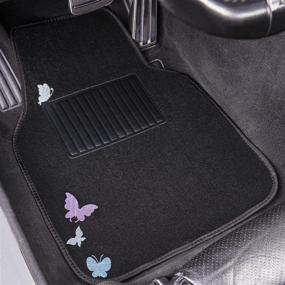 img 2 attached to 🦋 CAR PASS Universal Flying Butterflies Colorful Embroidery with Heel Pad - Waterproof & Anti Slip Nibs | Cute Girly Car Floor Mats for Women | Automotive SUVs, Sedans, Vans | Black Purple Unique Color Change