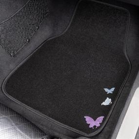 img 1 attached to 🦋 CAR PASS Universal Flying Butterflies Colorful Embroidery with Heel Pad - Waterproof & Anti Slip Nibs | Cute Girly Car Floor Mats for Women | Automotive SUVs, Sedans, Vans | Black Purple Unique Color Change