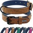 didog soft padded leather dog collar, breathable heavy duty dog collar leather with adjustable rust-proof metal buckle for small medium large dogs (l: total length 20", fit 14-17" neck, brown) logo