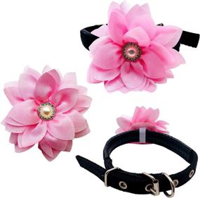 img 1 attached to 🎀 Adorable 12pcs Pet Show Dog Collar Bows and Flowers for Female Puppies, Cats, and Small-Medium Dogs - Perfect Collar Embellishment for Wedding, Parties, and Grooming