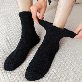 img 2 attached to Thick And Cozy Winter Socks For Men - 4 Pack Of Soft And Warm Fuzzy Floor Socks From Bienvenu