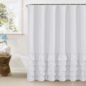 img 3 attached to Grey Ruffle Shower Curtain 72 X 72 For Bathroom - WestWeir Light Gray