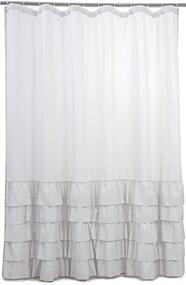 img 2 attached to Grey Ruffle Shower Curtain 72 X 72 For Bathroom - WestWeir Light Gray