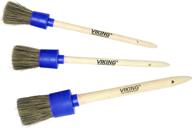 🚗 viking 3pk multi-purpose car detailing brushes: natural boars hair and synthetic fibers for exterior and interior detailing, 3 head sizes, blue logo