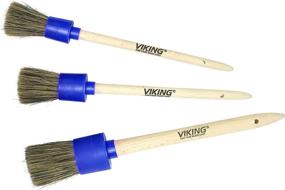 img 4 attached to 🚗 VIKING 3pk Multi-Purpose Car Detailing Brushes: Natural Boars Hair and Synthetic Fibers for Exterior and Interior Detailing, 3 Head Sizes, Blue