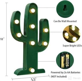 img 3 attached to Cactus Marquee Sign Lights – 10 Inches High Warm White LED Lamp Tropical Green, Battery Powered – Perfect Christmas Decoration for Kids & Adults in Living Room, Bedroom Table & Wall