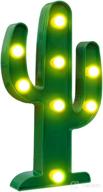 cactus marquee sign lights – 10 inches high warm white led lamp tropical green, battery powered – perfect christmas decoration for kids & adults in living room, bedroom table & wall logo