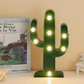 img 2 attached to Cactus Marquee Sign Lights – 10 Inches High Warm White LED Lamp Tropical Green, Battery Powered – Perfect Christmas Decoration for Kids & Adults in Living Room, Bedroom Table & Wall