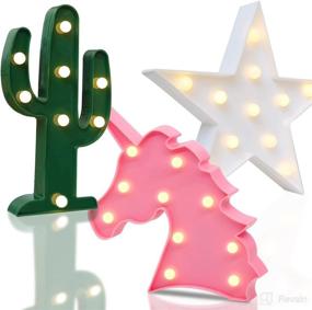 img 1 attached to Cactus Marquee Sign Lights – 10 Inches High Warm White LED Lamp Tropical Green, Battery Powered – Perfect Christmas Decoration for Kids & Adults in Living Room, Bedroom Table & Wall