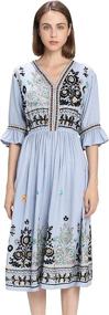 img 3 attached to 👗 Womens Mexican Pleated Cocktail Dress with Embroidered Details - Women's Clothing