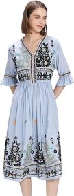 img 2 attached to 👗 Womens Mexican Pleated Cocktail Dress with Embroidered Details - Women's Clothing