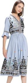 img 1 attached to 👗 Womens Mexican Pleated Cocktail Dress with Embroidered Details - Women's Clothing