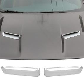 img 4 attached to Enhance your Dodge Challenger's Style and Performance with JeCar 2PCS Car Hood Vent Air Flow Intake Side Scoop Hood Cover Trim (Silver)