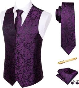 img 4 attached to Barry Wang Matched Paisley Waistcoat Wedding Men's Accessories ~ Ties, Cummerbunds & Pocket Squares