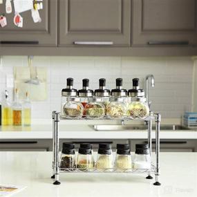 img 2 attached to SONGMICS 2-Tier Spice Rack: Organize Your Kitchen with this Freestanding Metal Shelf for Jars, Bottles, and Cans - Holds up to 88 lb, 15.7 x 5.9 x 10.4 Inches - Silver ULGR21SV