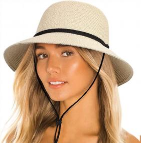 img 4 attached to Women'S UPF 50+ Sun Bucket Straw Hat With Lanyard - Foldable Summer Beach, Fishing, Safari & Garden Protection