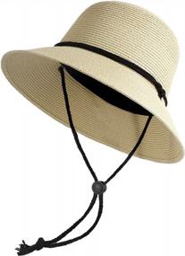 img 3 attached to Women'S UPF 50+ Sun Bucket Straw Hat With Lanyard - Foldable Summer Beach, Fishing, Safari & Garden Protection
