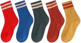 img 3 attached to Vintage Winter Warm Crew Socks For Women And Girls - 5 Pack Of Novelty Socks