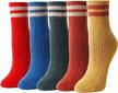 vintage winter warm crew socks for women and girls - 5 pack of novelty socks logo