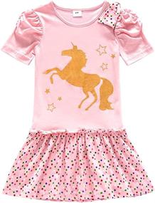 img 4 attached to JUXINSU Toddler Rainbow Cartoon SH6219 Fuchsia Girls' Clothing ~ Dresses