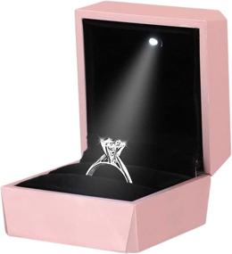 img 4 attached to LED светло-розовый Diamond-Shaped Naimo резиновое обручальное кольцо ювелирных изделий Подарочная коробка