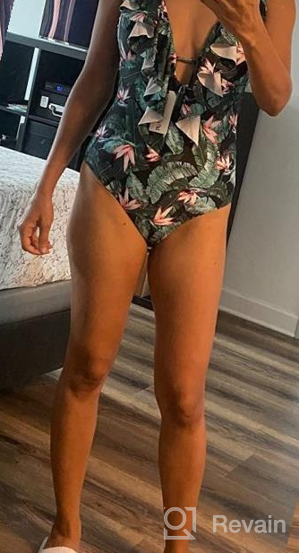 img 1 attached to 👙 SPORLIKE Women's One Piece Swimsuit: V-Neck Ruffle Bathing Suit with Padded Monokini - Stylish and Comfortable review by Emmanuel Winschel