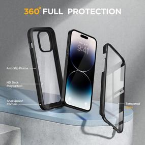 img 3 attached to Miracase IPhone 14 Pro Max Case 6.7 Inch [2023 Upgrade] Full-Body Bumper With Built-In 9H Tempered Glass Screen Protector, Black-A