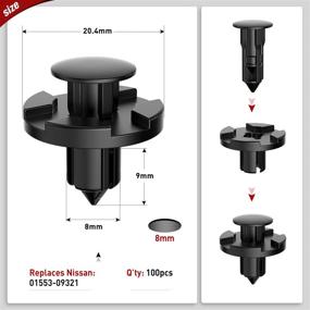 img 3 attached to 🔧 Nilight 100PCS Nylon Bumper Rivet Fender Clips - Replaces Nissan OEM: 01553-093210 8mm + Bonus Fastener Remover