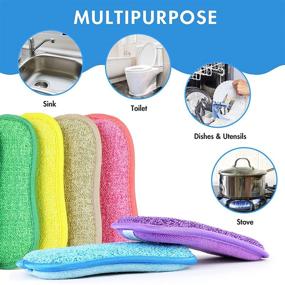 img 1 attached to Effortless Cleaning with 6 Pack Scrub Sponges: Heavy Duty Scouring Power for Dishes, Pots, and Pans