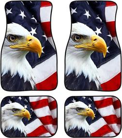 img 4 attached to Forchrinse American Flag Bold Eagle Print Car Floor Mat Full Set Non-Slip Front &Amp