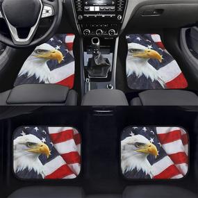 img 3 attached to Forchrinse American Flag Bold Eagle Print Car Floor Mat Full Set Non-Slip Front &Amp