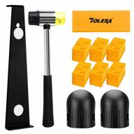 tolesa laminate wood flooring installation kit - 30 spacers, pull bar, rubber tapping block, double faced mallet & foam knee pads for vinyl flooring tools with non slip soft grip logo