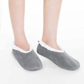 img 1 attached to Women'S Soft Sole Slipper Socks With Grippers Non Slip, Winter Warm Cozy House Bedroom Slippers, Fuzzy Indoor Home Slippers (Purple, Pink, Grey)