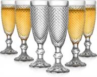 european elegant champagne flutes set of 6 with vintage emblems - perfect for weddings, anniversaries, and parties 170ml logo