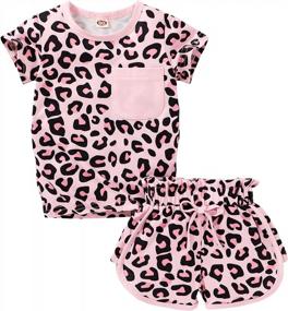 img 4 attached to Stylish And Comfy Summer Outfits For Baby Girls - Leopard Print Short Sleeve T-Shirt And Pants Clothes Sets