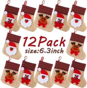 img 4 attached to Get Festive With OurWarm'S 12-Piece Mini Christmas Stocking Set: Perfect For Holiday Entertaining And Table Decor!