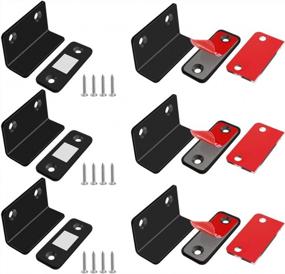 img 4 attached to 🚪 6 Pack Ultra Thin L-Shaped Jiayi Cabinet Magnetic Catch for Drawer Magnets - Adhesive Cabinet Latch Magnetic Closures for Kitchen and Closet Door Closing - Black