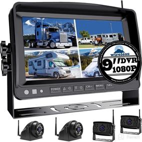 img 4 attached to 📷 Wireless Backup Camera with 1080P Resolution, 9-inch Quad Recorder Monitor, Waterproof Front/Rear/Side View Camera, Split Monitor with 1/2/4/H Display Options and Parking Lines - Ideal for Reversing RVs, Trucks, Trailers, Campers, Motorhomes - Model A904
