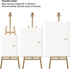 img 2 attached to TAVOLOZZA Adjustable Floor Easel Stand For Painting And Display - Solid Beech Wood, 61" To 84" Height, Holds Canvas Up To 46