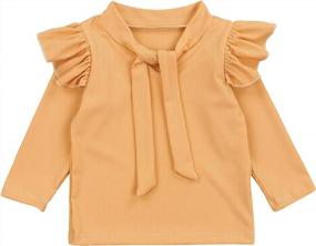 img 4 attached to Toddler Ruffled Shoulder T Shirt Adjustable Apparel & Accessories Baby Girls better for Clothing